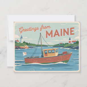 Vintage Maine Postcard Greetings from Maine