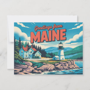 Vintage Maine Postcard Greetings from Maine