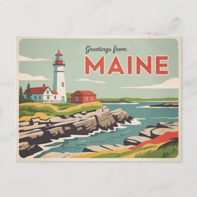 Vintage Maine Postcard | Greetings from Maine (Front)
