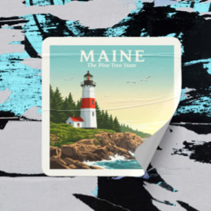  Vintage Maine Square Sticker