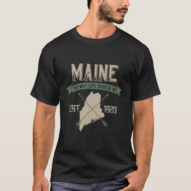 Vintage Maine State Graphic T-Shirt (Front)