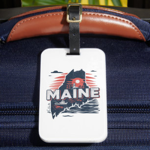 Vintage Maine USA State Map Travel Luggage Tag