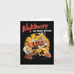 Vintage Mainstreet Halloween Pumpkin On Head Scary Card