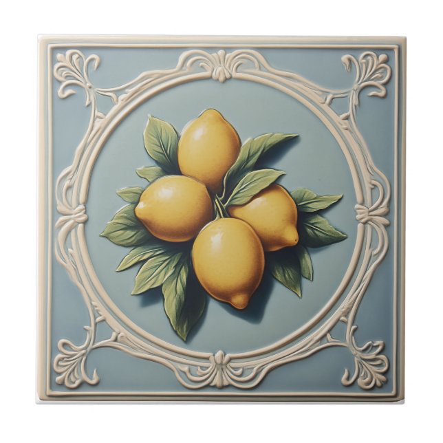 Vintage Majolica Lemon Tiles (Front)