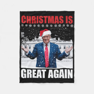 Vintage Make Christmas Great Again Xmas Funny Trum Fleece Blanket
