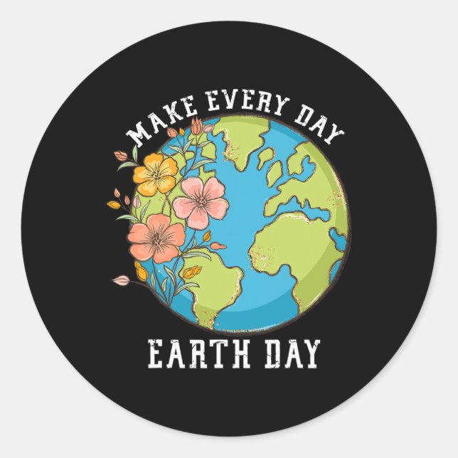 Vintage Make Everyday Earth Day  Classic Round Sticker (Front)