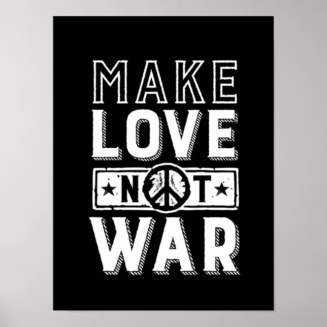 Vintage Make Love Not War World Peace Poster (Front)