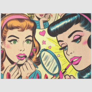 Vintage Makeup Girls Comics Tissue Paper