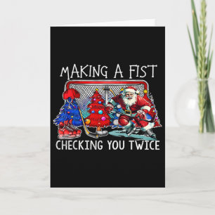 Vintage Making A Fist Checking You Twice Christmas Card