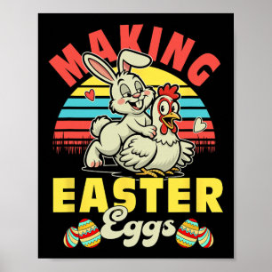 Vintage Making Easter Eggs Joke Couple Adult Bunny Poster