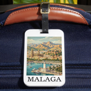 Vintage Malaga Spain Travel Artwork Luggage Tag