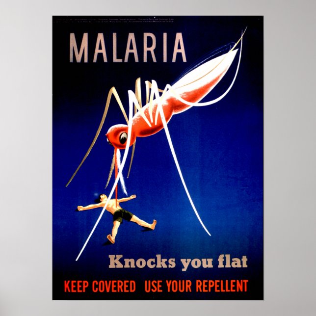 Vintage Malaria Knocks You Flat Poster (Front)