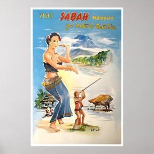 Vintage Malaysia Art Travel Poster Asian Wall Art