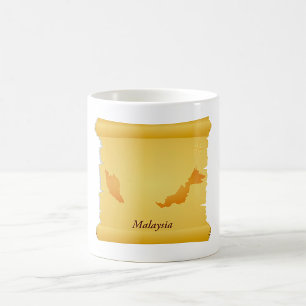 Vintage Malaysia Map Scroll Old World Travel Coffee Mug