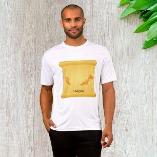 Vintage Malaysia Map Scroll Old World Travel T-Shirt