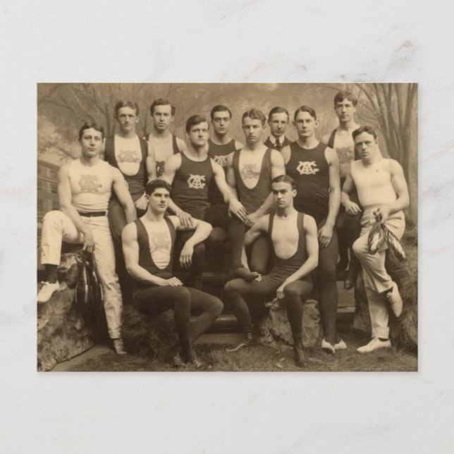 Vintage Male Athletes Postcard (Front)