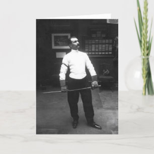 Vintage Male Foil Fencer Note Card