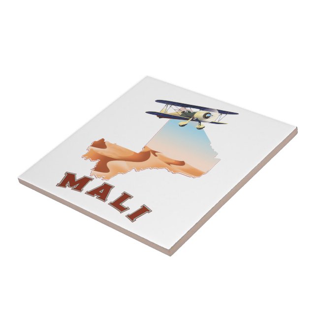 Vintage Mali Map travel poster Tile (Side)