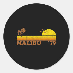 Vintage Malibu California Retro Beach Surfing 70's Classic Round Sticker