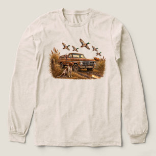 Vintage Mallard Duck Hunting Pickup Truck Dog Tri-Blend Shirt