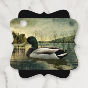Vintage Mallard Duck Weathered Postcard Favour Tags