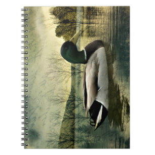 Vintage Mallard Duck Weathered Postcard Notebook