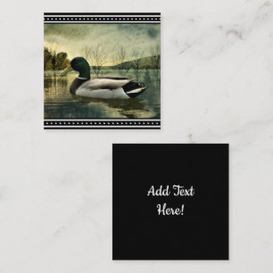 Vintage Mallard Duck Weathered Postcard Square Business Card