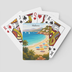 Vintage Mallorca Spain Travel Beach Illustration Playing Cards