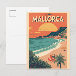 Vintage Mallorcca beach Spain travel souvenirs Holiday Postcard