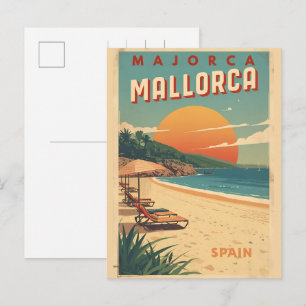 Vintage Mallorcca beach Spain travel souvenirs Holiday Postcard