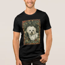 Vintage Maltese in a Garden William Morris Style