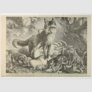 Vintage Mama Fox Ephemera Decoupage Tissue Paper