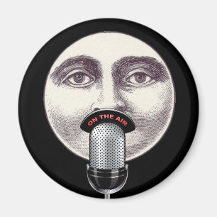 Vintage man in the moon full face microphone black magnet