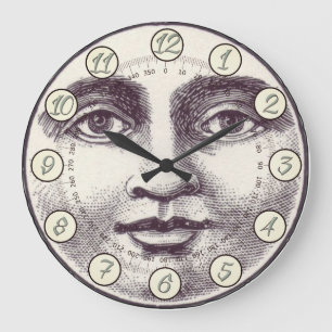 Vintage man in the moon full moon face large clock