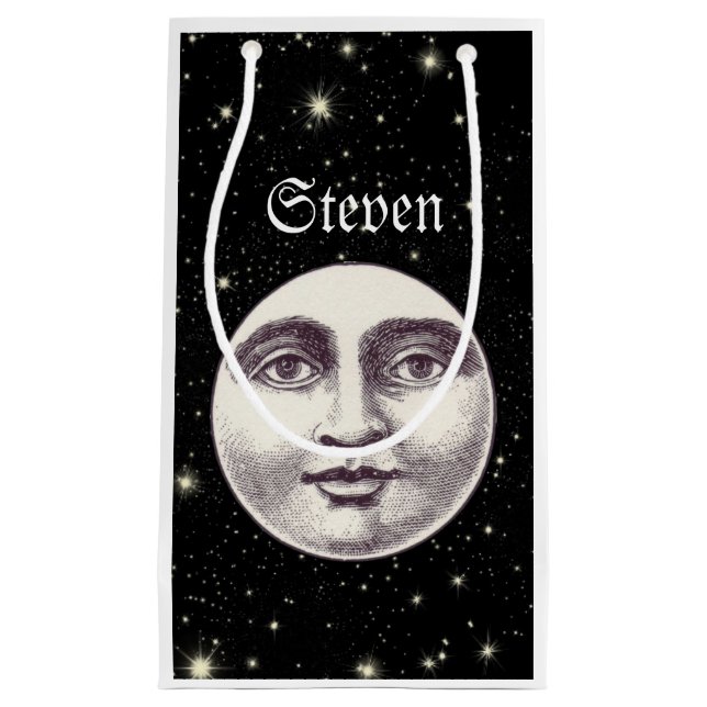 Vintage man in the moon full moon face small gift bag (Front)
