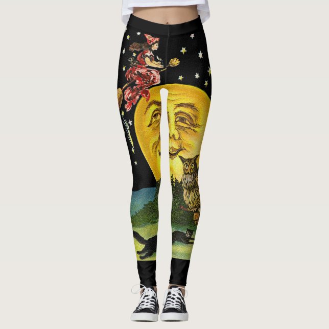 Vintage Man In The Moon Leggings (Front)