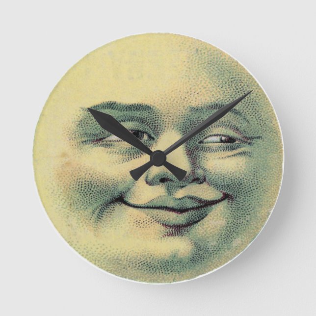 Vintage Man in the Moon Round Clock (Front)