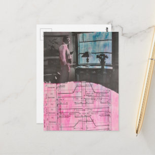 Vintage Man Thinking and Planning as he Looks Out Postcard