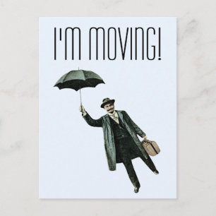 Vintage Man with Umbrella Announcement Postcard