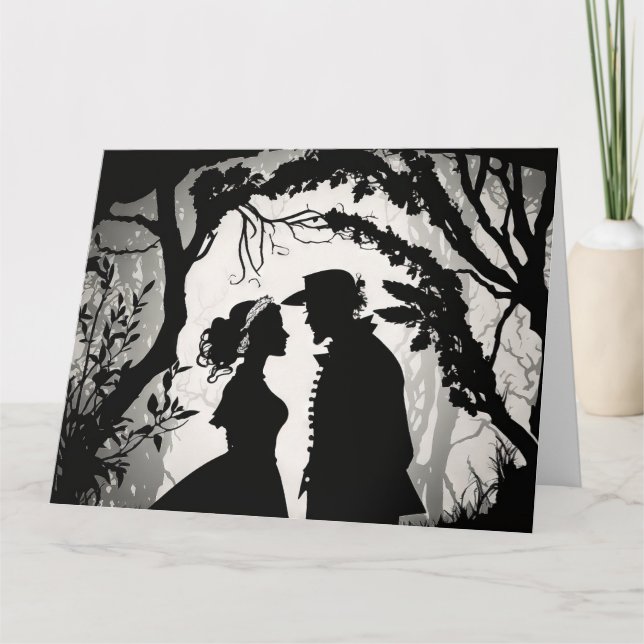 Vintage Man & Woman Silhouettes Card (Front)