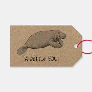 Vintage Manatee Drawing Gift Tags