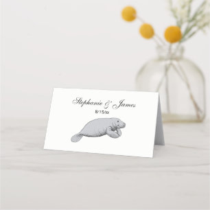 Vintage Manatee Drawing Place Card