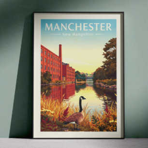 Vintage Manchester New Hampshire Poster