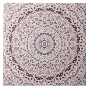 Vintage Mandala in Rose, Brown, and Blue Tile