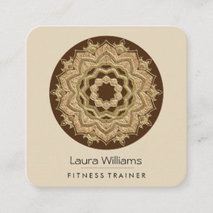 Vintage Mandala  Lotus Flower Gold Yoga Instructor Square Business Card