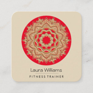Vintage Mandala Lotus Flower Gold Yoga Instructor Square Business Card