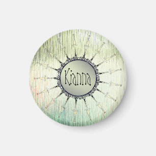 Vintage Mandala on Minty Frosted Glass Magnet