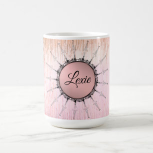 Vintage Mandala on Peachy Pink Frosted Glass Coffee Mug