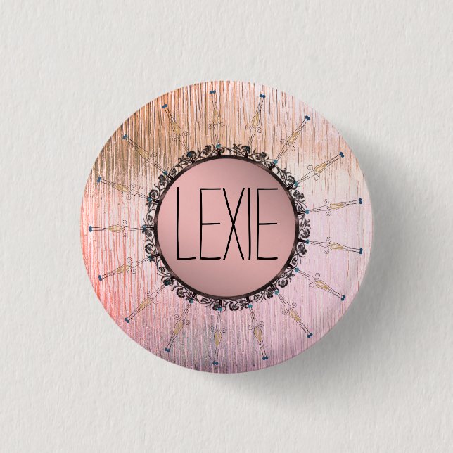 Vintage Mandala on  Pink Personalized 3 Cm Round Badge (Front)