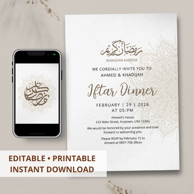 Vintage Mandala Paper Ramadan Iftar Dinner Invitation (Creator Uploaded)